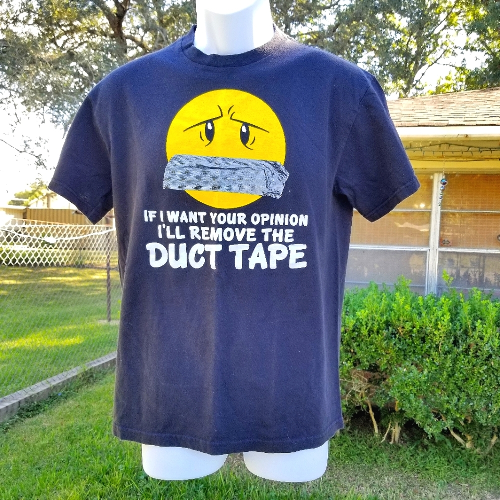 Mens Vintage 90s Duct Tape Quote Graphic T- Sz M